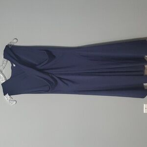 Meaneor Elegant Women's Blue Dress 5% Stretch Womens Size Xl X-large
